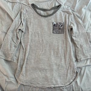 Justice girl’s 3/4 length sleeve striped tee
